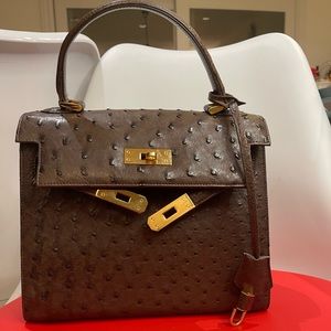 Original ostrich leather handbag